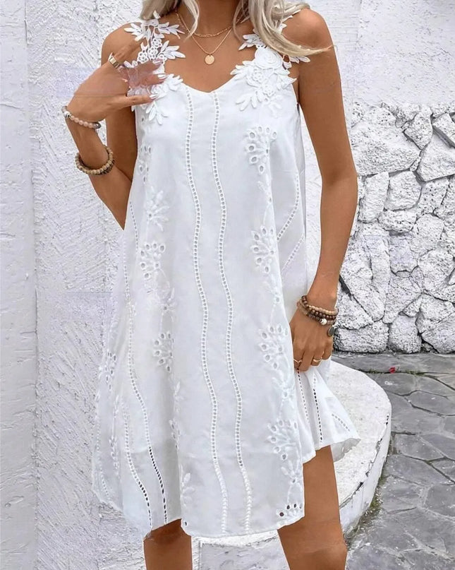 Lace Detail V-Neck Mini Dress