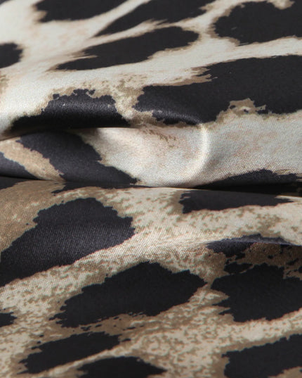 Leopard Print Satin Maxi Dress