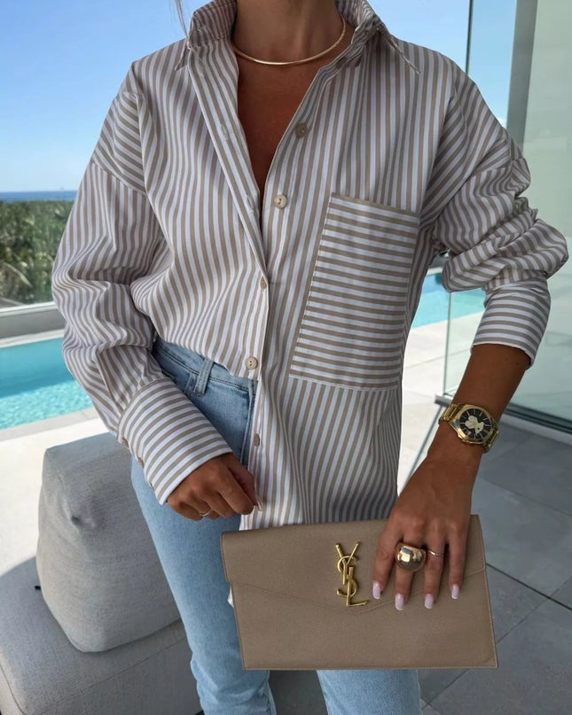Striped Oversized Button-Down Shirt