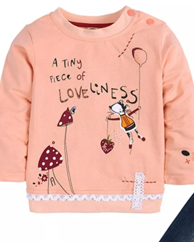 Children's Round Neck Top and Jeans Set