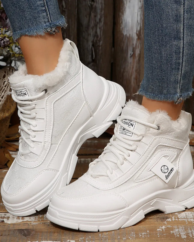 High-Top Platform Chunky Sneaker Boots with Lace-Up