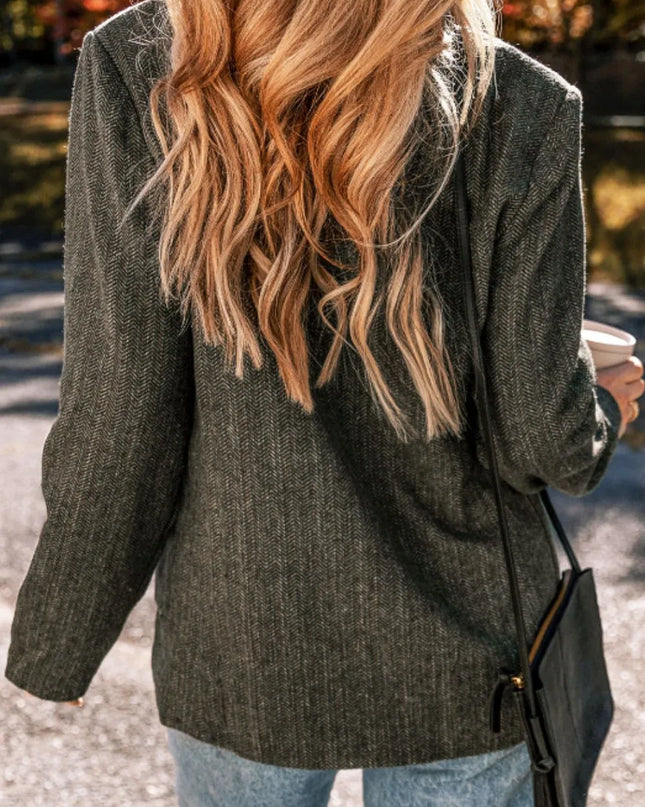 Pocketed Buttoned Long Sleeve Blazer