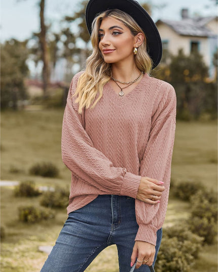 V-Neck Dropped Shoulder Blouse