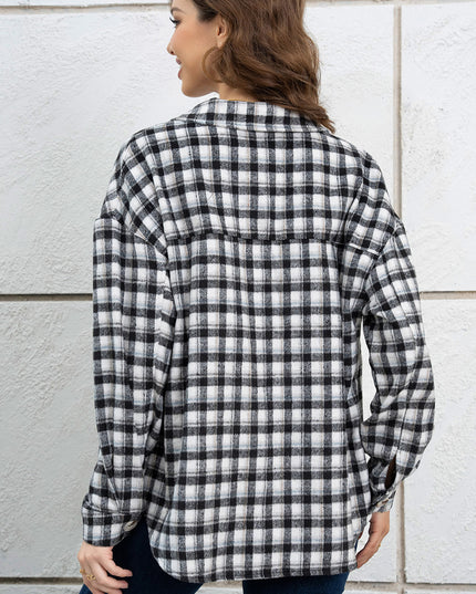 Plaid Dropped Shoulder Shirt Jacket