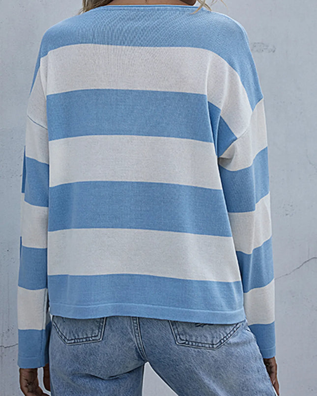 Striped Casual Long Sleeve Knit Top