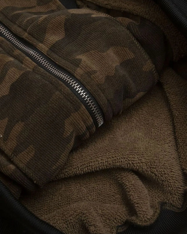 Men's Camouflage Faux Fur Hood Jacket