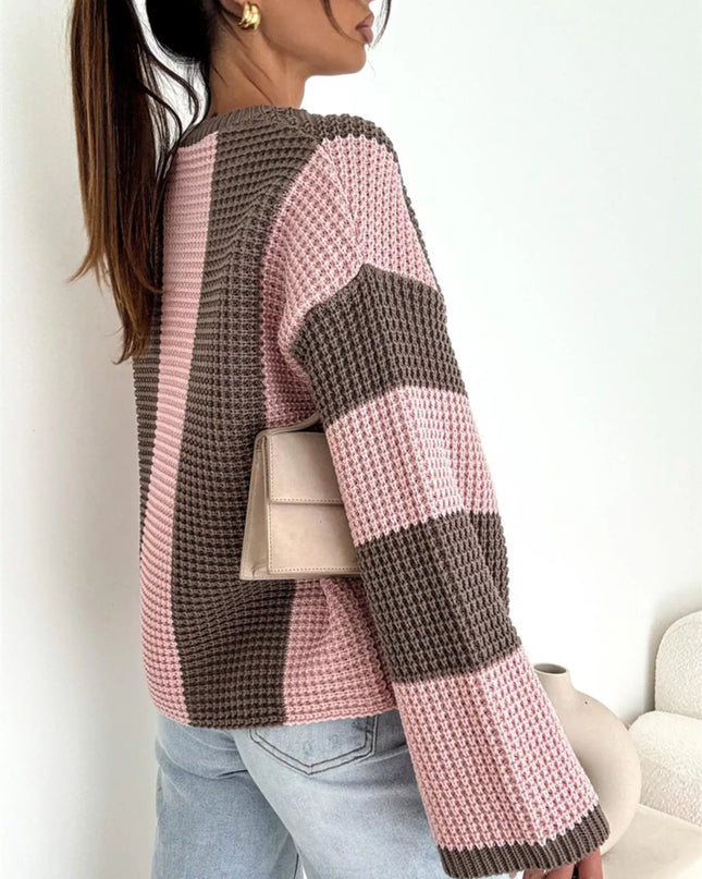 Color Block Long Sleeve Sweater