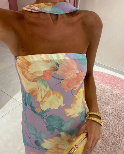 Printed Tube Maxi Dress