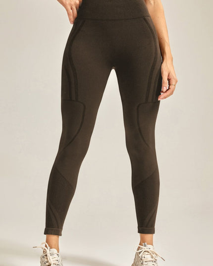 Wide Waistband Long Active Pants Chocolate