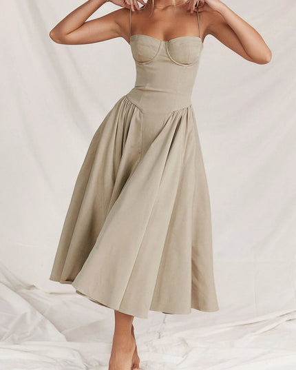 Ruched Sweetheart Neck Cami Dress Apricot