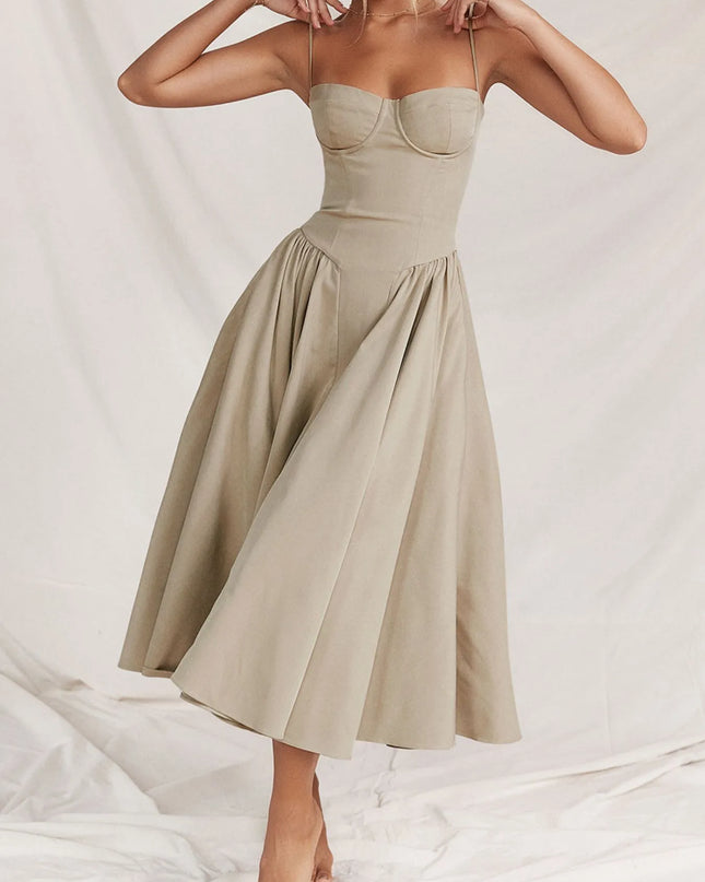 Ruched Sweetheart Neck Cami Dress Apricot