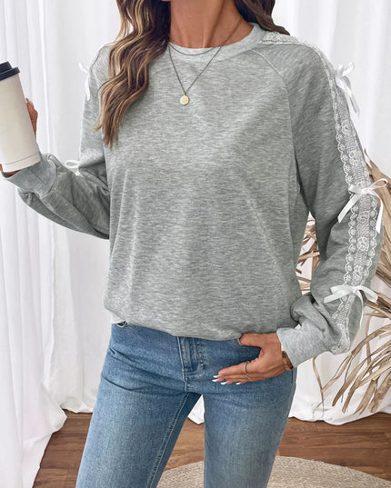 Lace Detail Round Neck Sweatshirt