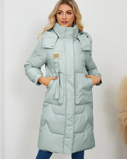 Long Sleeve Longline Hooded Winter Coat