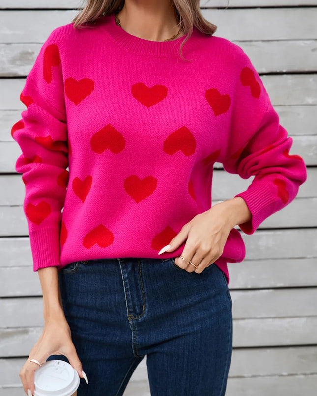 Angel Wings Heart Round Neck Long Sleeve Sweater