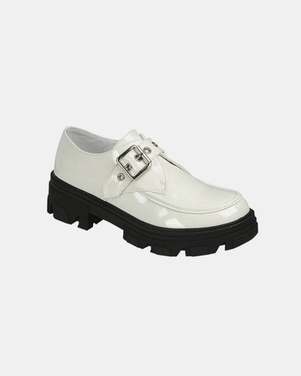 Forever Link Buckled Platform Lug Sole Loafers White