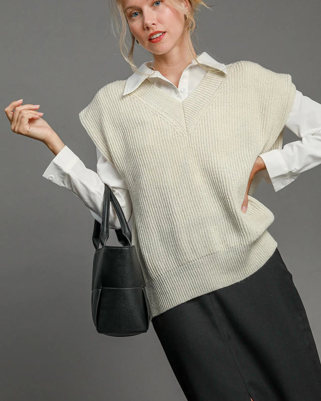 Umgee Oversized V Neck Vest