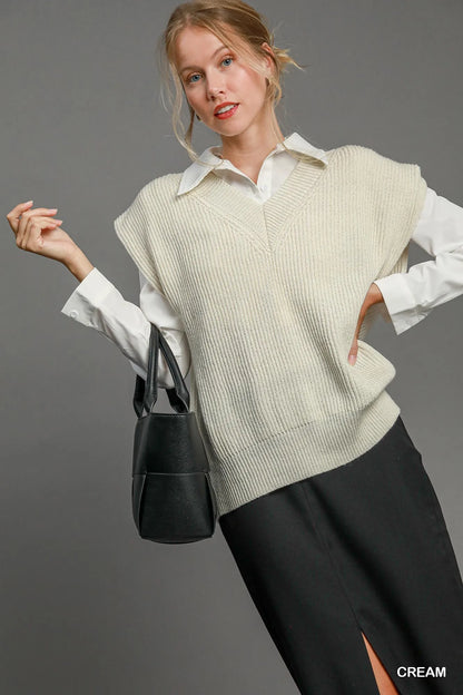 Umgee Oversized V Neck Vest