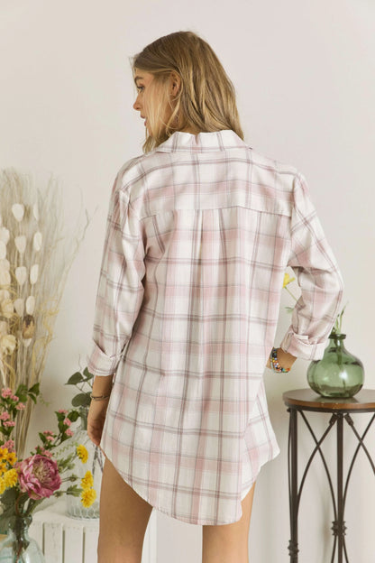 ADORA utton Down Plaid Shirt