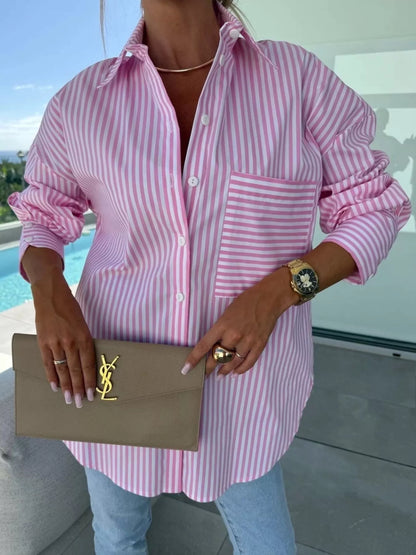 Striped Oversized Button-Down Shirt