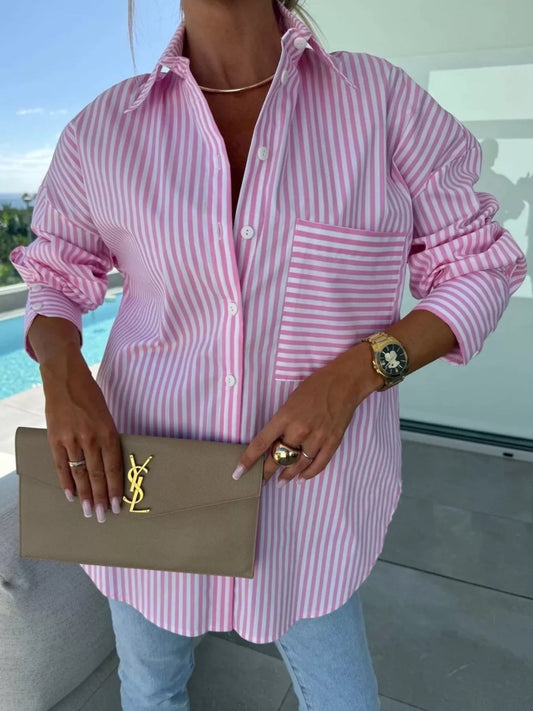 Striped Oversized Button-Down Shirt