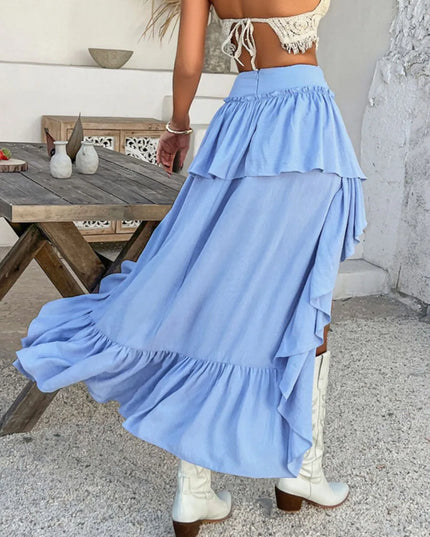 Devine High-Low Ruched Layered Skirt