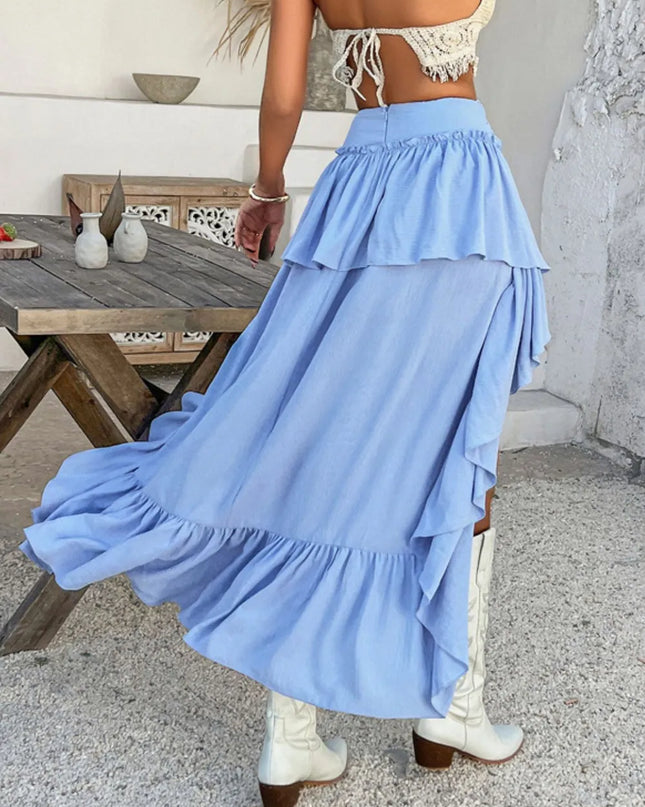 Devine High-Low Ruched Layered Skirt