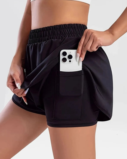 Pocketed High Waist Active Shorts 