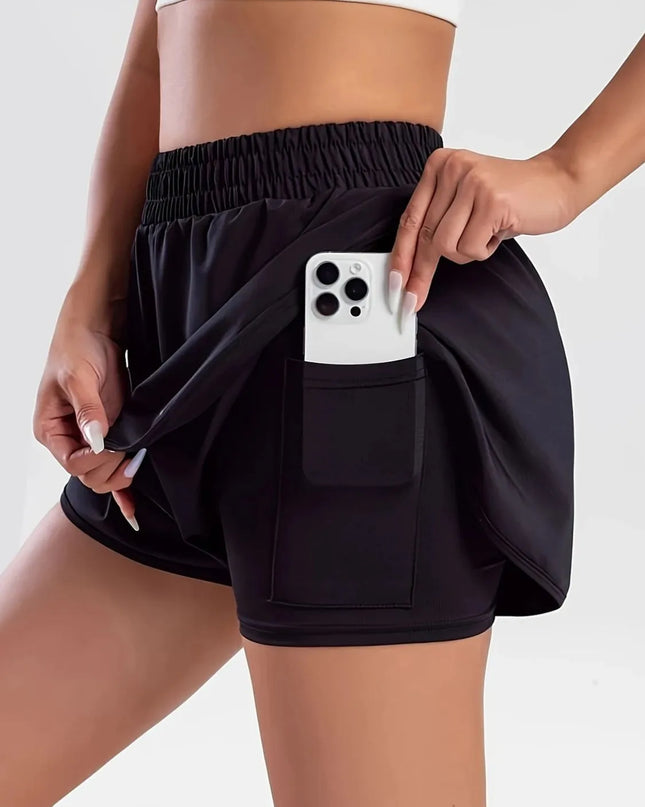 Pocketed High Waist Active Shorts 