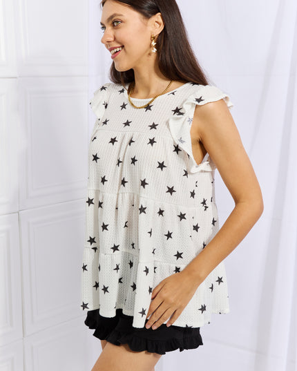 Heimish Shine Bright Full Size Butterfly Sleeve Star Print Top