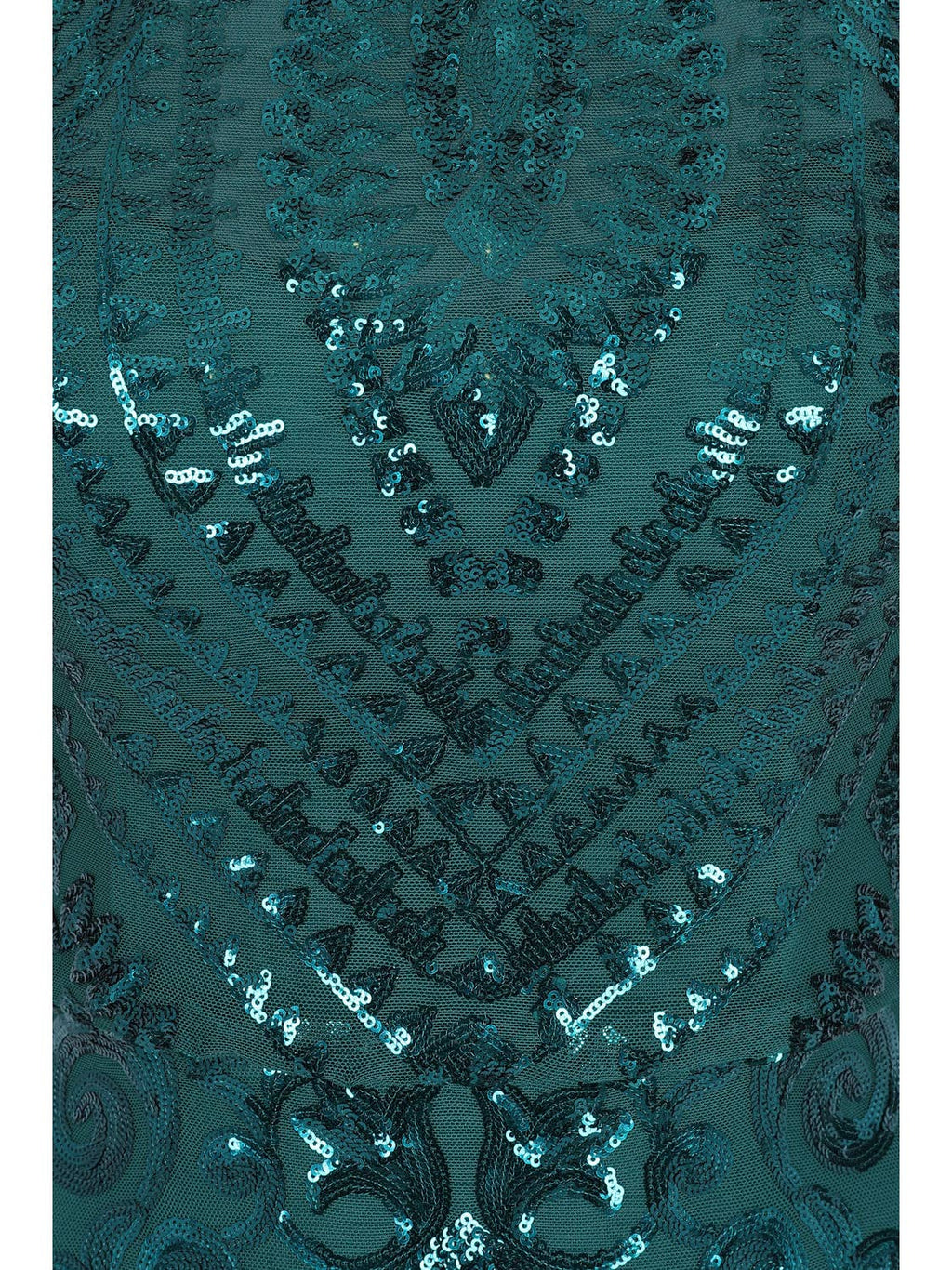 Magic Vip Green Luxe Tassel Fringe Sequin Embellished Illusi.