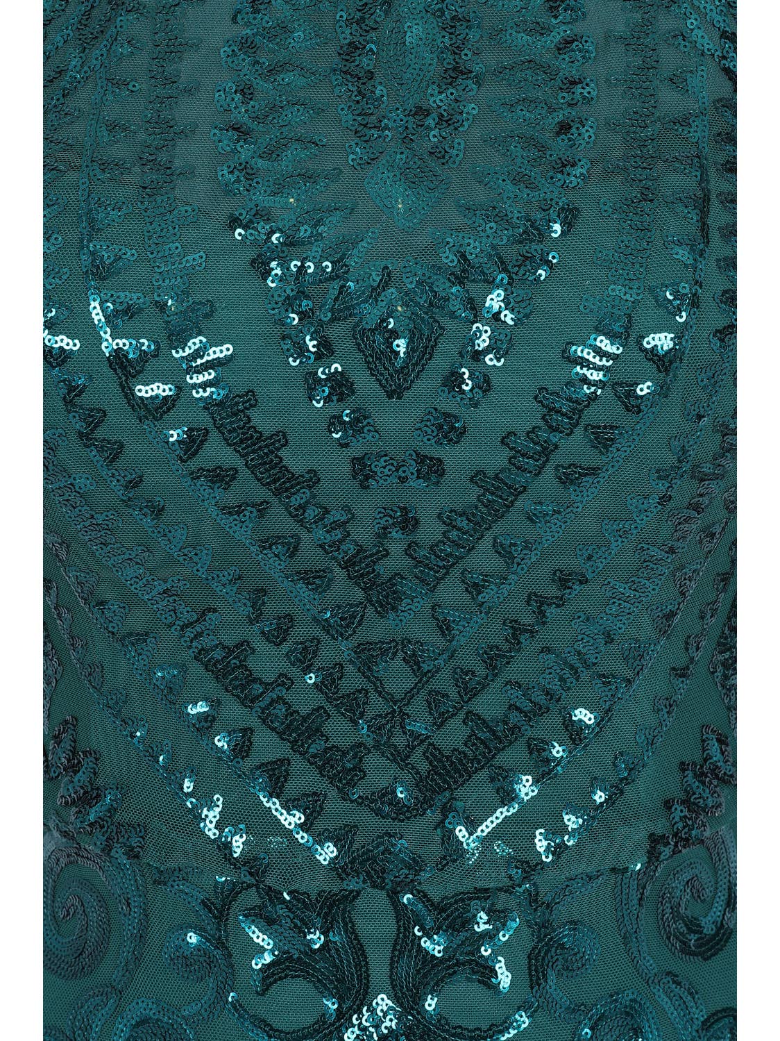 Magic Vip Green Luxe Tassel Fringe Sequin Embellished Illusi.