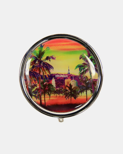 Nicole Lee USA Print Metallic Circular Small Pill Case Hollywood One Size