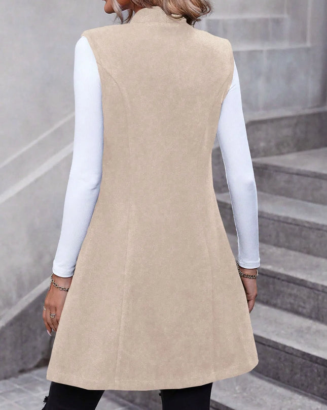 Button Up Longline Vest Coat