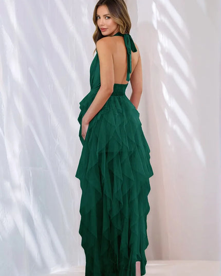 Halter Neck Irregular Mesh Dress