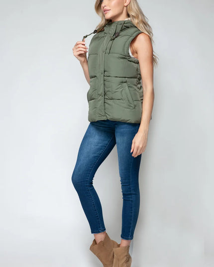 Snobbish Snap and Zip Closure Hooded Vest