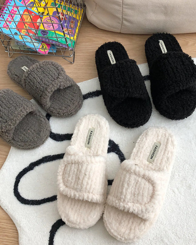 Cozy Fuzzy Open Toe Slippers