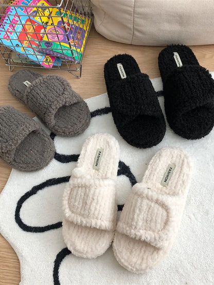 Cozy Fuzzy Open Toe Slippers