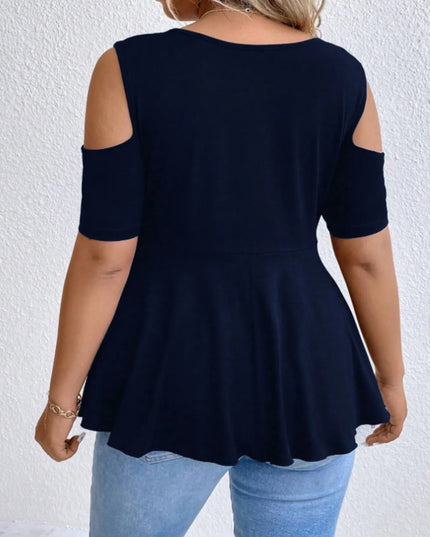 Cold Shoulder Short Sleeve Blouse 