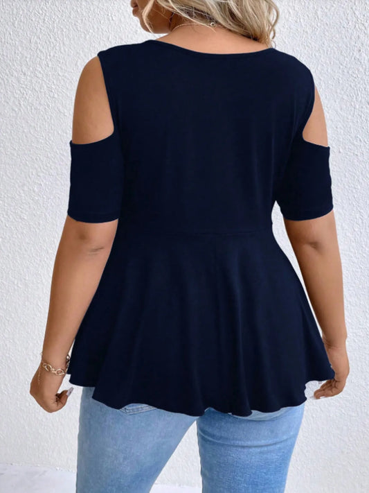 Cold Shoulder Short Sleeve Blouse 