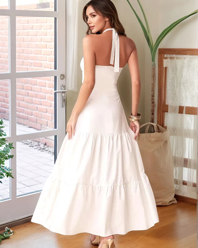 Twist Front Cutout Tiered Maxi Dress