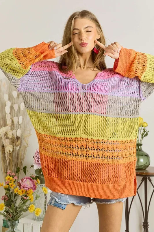 ADORA Colorblock Crochet Top