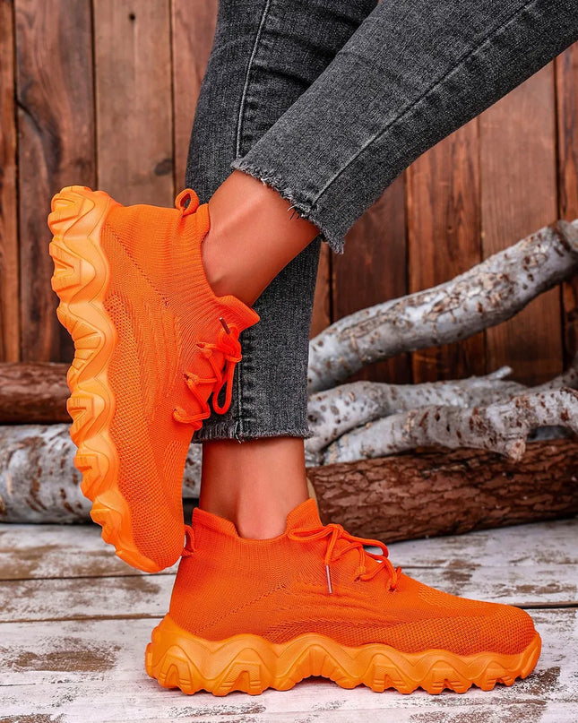 Mesh Lace-Up Round Toe Athletic 