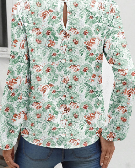 Floral Print Keyhole Neck Blouse