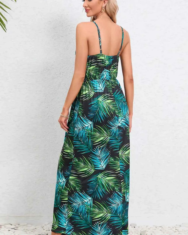Printed Surplice Maxi Cami Dress