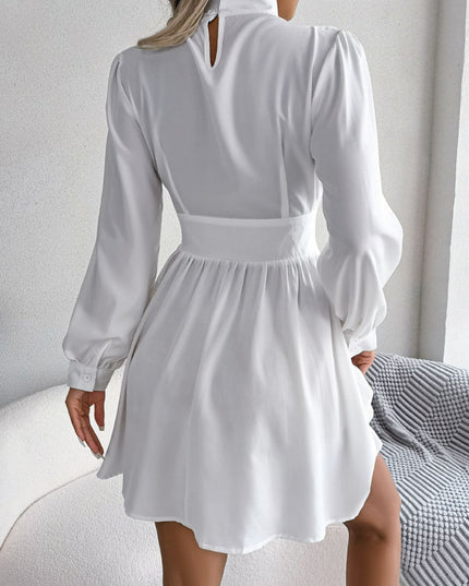 Cutout Turtleneck A-Line Mini Dress