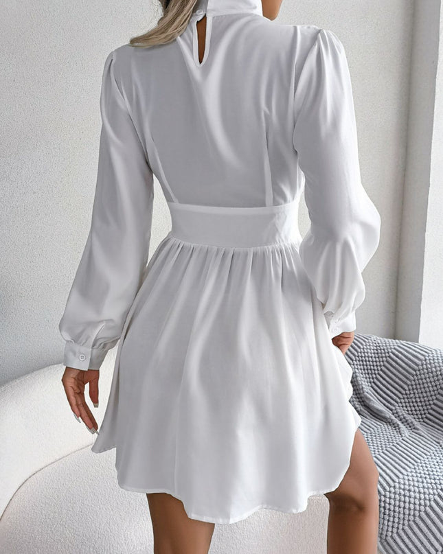 Cutout Turtleneck A-Line Mini Dress