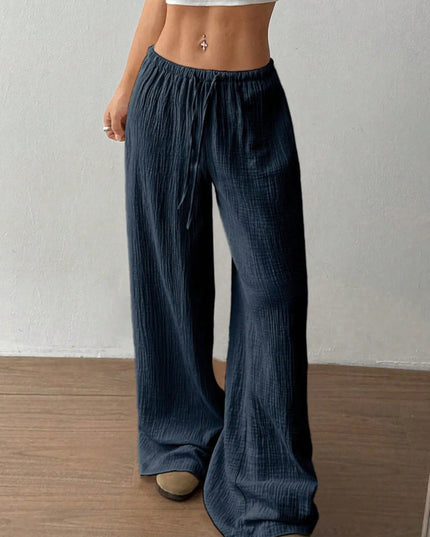 Wide Leg Drawstring Casual Pants