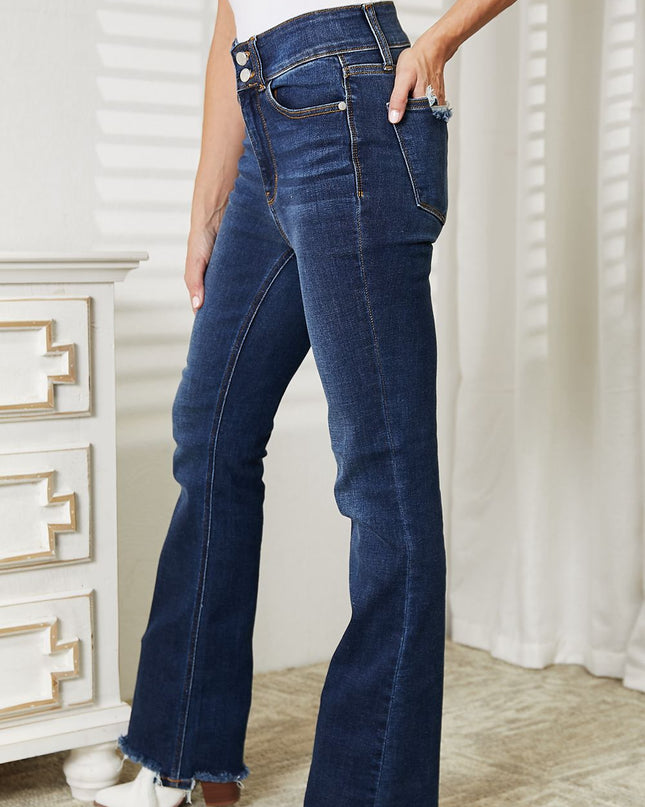 Judy Blue Full Size High Waist Vintage Frayed Hem Bootcut Jeans