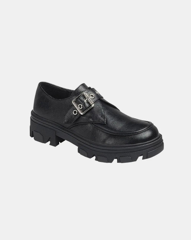 Forever Link Buckled Platform Lug Sole Loafers Charcoal