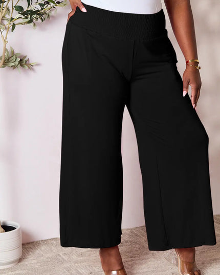 Basic Bae Full Size Smocked Wide Waistband Wide Leg Pants